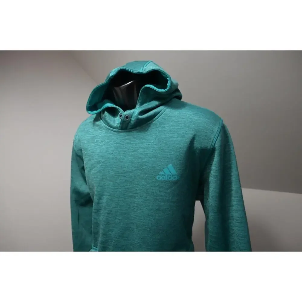 Adidas Hoodie Pull Over Fleece ClimaWarm‎ Teal Athletic Sweater Mens Size Large